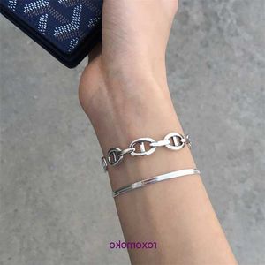 Designer H Home Armband för kvinnor 925 Sterling Silver Korean Solid All Body Brand Net Red Pig Nose Oval Letter Open Armband Heavy Industry With Present Box Low2