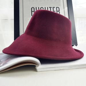 Eleganta kvinnor kände hatt damer vinter hattar breda brim fedora special lutning asymmetriska brim bröllopskyrka party hatt milliner