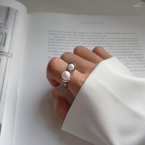 Cluster Rings Amaiyllis 925 Sterling Silver Light Luxury Shaped Pearl Open Ring Personality Hipster Index Finger Jewelry