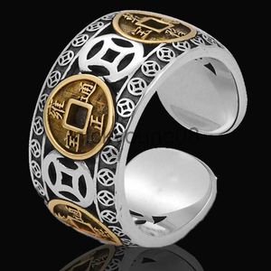 Anéis de banda Lucky Copper Coin Rings For Mull Men Retro chineses feng shui pixiu anéis de abertura amulet riqueza jóias de aniversário presente x0625