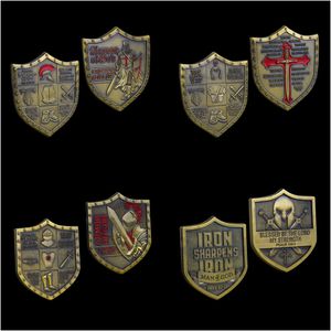Armor of God Challenge Military Souvenir Commemorative Coins For Collectors Religious Knight Templar Shield Faith Prayer Symbol for Army Navy Marine Veterans