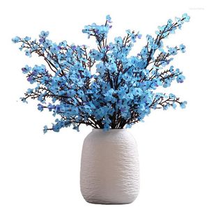 Decorative Flowers White Artificial Cherry Blossoms Gypsophila Fake Plants DIY Wedding Bouquet Vases For Home Decor Faux Christmas Branch