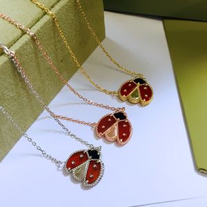 NEW Spring Wings Ladybugs Pendant necklace set bracelet clip earrings Lucky Clover Necklaces plum ladybug floral motifs designer Womens Chain Designer Necklace