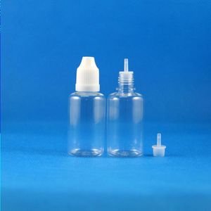 100 Takım / Grup 30ml PET Plastik Damlalıklı Şişeler Çocuk Korumalı Uzun İnce Uç e Sıvı Buhar Vapt Suyu e-Sıvı 30 ml Oqfxa