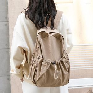 School Bags Drawsting Backpacks For Women Casual Soft Nylon Lady Backpack Light Students Bag Daypack Bagpack Large Capacity Travel Sac