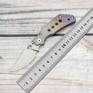 EVIL EYES Custom New PT Folding Knife Fashion Anodized Titanium Handle High Hardness CPM 20CV Blade Outdoor Equipment Tactical Pocket EDC Camping Survival Tools