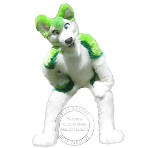 Trajes de mascote Husky verde de vendas imperdíveis Ternos peludos para festa anime Full Body Props Outfit