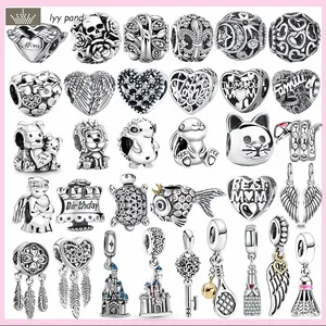 For pandora charms jewelry 925 charm beads accessories Feather Root Wings Bead Turtle Fish Lion charm set