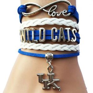 Atacado25 peçasLote Drop Shipping Infinity Love NCAA Kentucky Wildcats Team Bracele Custom Sports Cheer Bracelet