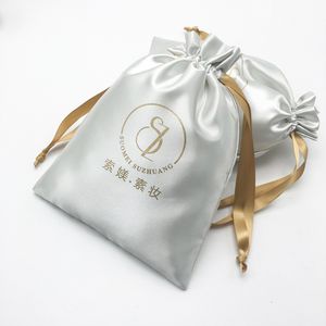 Gift Wrap 50pcslot Satin Drawstring Bag Gift Packaging Wedding Jewelry Cosmetic Cute Cellphone Storage Pouch Customize Size 230627