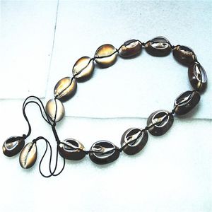 Choker 1pc mode kvinnor halsband flexibel storlek naturskal material av pärlor 60 cm längd naturliga färger snabbare