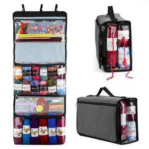 Storage Bags Hangable Yarn Bag Foldable Wool Crochet Hook Knitting Needles Weave Sewing Tools Accessories Organizer Empty Handbag