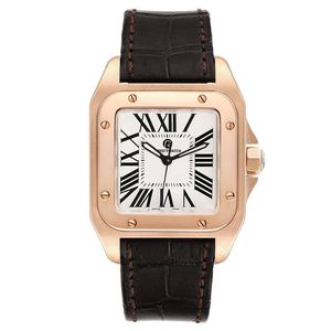 AAA mens watch designer high quality fashion casual rectangle rise gold watch leather band quartz movement sapphire glass watch luxury watch box