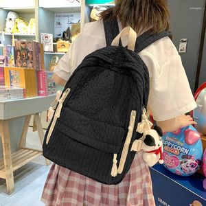 School Bags Pleated Pink Cute Woman Backpack Schoolbag For Teenage Girls Boys Luxury Harajuku Female Fashion Bag Student Lady Book Pack 2023