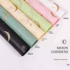 paper 20pcs/new 58x58cm Moon Goddess Pattern Waterproof Flower Wrapping Paper Birthday Gift Packaging Tissue Paper Florist Supplies