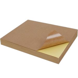 Adesivos 100 folhas A4 tamanho em branco kraft adesivo adesivo auto adesivo a4kraft rótulo papel para a jato de tinta rótulo de embalagem