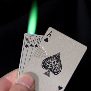 Creative Poker Lighter Torch Turbo Jet Butane -tändare med lampa ingen gas vindtät metall rolig cool leksak rökningstillbehör gåva whrd