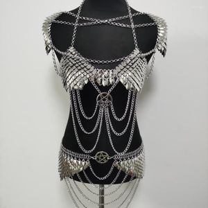 Kedjor Fashion RJFS27 sjöjungfru Silver Fish Scales Shoulder Bh Layers Chainmail Dragon Scale Belly Jewelry