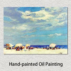 風景のアート油絵はエドワードヘンリーポットテストビーチシーンの抽象アートワークを再現します壁の装飾