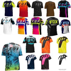 Erkek Tişörtler 2023 Motokros Dağ Enduro Bisiklet Giyim Bisiklet Moto Yokuş Yokuş T-Shirt Hpit Fox Kadın Erkek Erkek Erkek Jersey MTB Gömlek BMX Q11