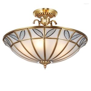 Ceiling Lights Led Art Chandelier Pendant Lamp Light European Copper Semi Style Aisle Bedroom Study Balcony Bronze Home Deco