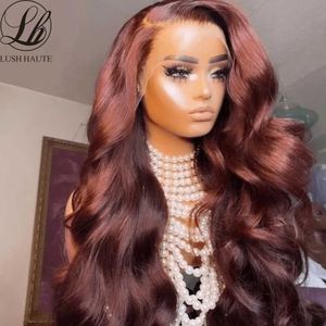 Body Wave Lace Front Wigs Synthetic Reddish Brown Wig For Women Omber Red Lace Frontal Wig Pre Plucked With Baby Hair Cosplay 230524