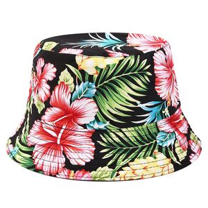 Vintage Flower Print Bucket Hat Feminino Pescador Chapéu Verão Praia Chapéus de Sol Reversíveis Pesca Caps Para Mulheres