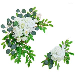 Flores decorativas, arco de casamento artificial, flor simulada, exibição floral falsa para cerimônia sagrada e pura, decoração de férias