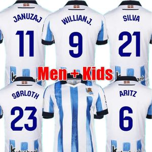Real Sociedad 2023 رجل قمصان كرة قدم OYARZABAL X PRIETO PORTU SILVA قميص كرة القدم TAKE 23 24 Carlos Fernandez camiseta de futbol Men Kids Jersey kit المعدات