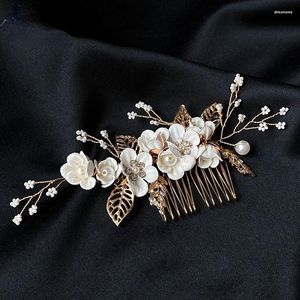 Grampos de cabelo Pente de noiva Enfeite de flor branca Modelagem de casamento Inserção de cocar Acessórios para dama de honra