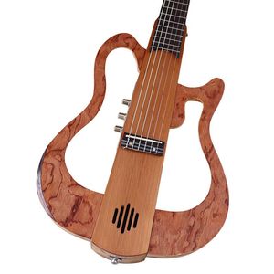 Kablar Tystnad Klassisk gitarr 39 tum Full Kanada Satin 6 Sträng Maple Wood Body en sida kan vika tyst gitarr med högtalare