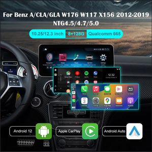 8G RAM 128 ROM 10.25" Or 12.3'' Qualcomm Android 12 Car Radio GPS Navigation Bluetooth WiFi Head Unit Screen for Benz A CLA GLA Class 2013-2018 NTG4.5&NTG4.7&NTG5.0