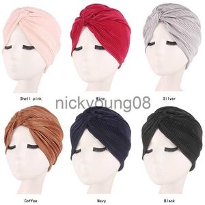 Bandanas Muçulmanas Muçulmanas Satin Cross Ruffle Chemo Sleep Turban Headwear Cachecol Gorro Boné Chapéu para Paciente com Câncer Acessórios Queda de Cabelo x0628