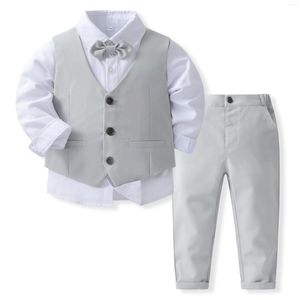 衣料品セット子供ブティックセット1 2 3 4 5年男の子の誕生日服グレーベストスーツキッドコスチューム