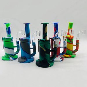 Färgglad rökning Silikon Hookah Bong Pipe Kit Portable Avtagbar oljeriggar Fodral Bubbler Herb Tobacco Filter Bowl Waterpipe Nails Spoon Tips Straw Cigaretthållare