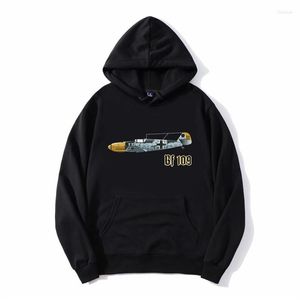 Men's Hoodies Luftwaffe Bf109 Warbird Fighter Aircraft Men Unisex Fleece Oversized Sweatshirt Hoody Streetwear