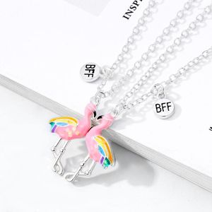 Anhänger Halsketten 1 Paar Magnetische Paar Flamingo Halskette Für Männer Frauen Schmuck Hochzeit Liebhaber Guter Freund BFF