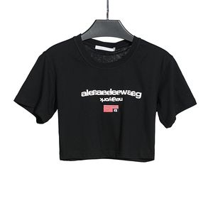 T-Shirt mit Rundhalsausschnitt, Designer-Kleidung, Damen-T-Shirts, kurzärmelig, weiß, schwarz, Farbe, Rundhalsausschnitt, Briefdruck, bauchfreies Top, T-Shirt, weiblich, lässige Streetwear