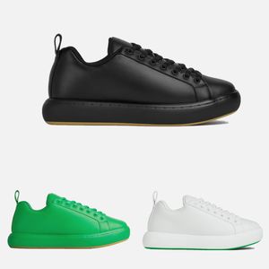 Cuscino Scarpe sportive foderate con lacci in pelle Scarpe casual da donna Tessuto a rete in pelle Nero Bianco Verde Suole spesse Sneaker a forma larga