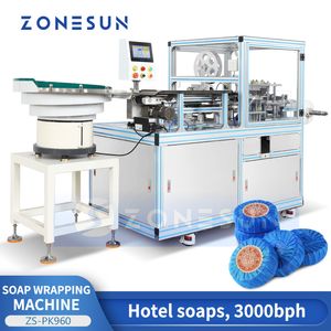 ZONESUN Automatic Soap Wrapping Machine Shampoo Bars Hair Conditioners Packing Equipment Bowl Feeder Sealing Labeling ZS-PK960