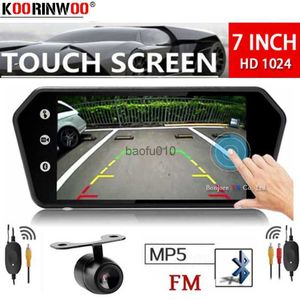 s Koorinwoo Wireless Adopter Media 1024P Touchscreen-Monitor Spiegel MP5 Bluetooth USB FM Musik Film RCA Auto Rückansicht Kamera Set L230619