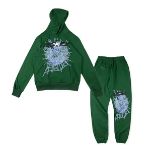 23ss USA Felpa con cappuccio Stampa a sbuffo Autunno Inverno Skateboard Uomo Unisex Streetwear Felpa con cappuccio Versione premium Pantaloni Pantaloni da jogging Pantaloni Tuta Set Verde Colori