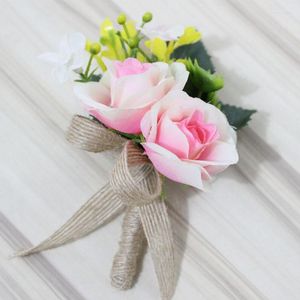 Dekorative Blumen, rosa künstliche Blumen, Knopflöcher, Bräutigam, Boutonniere, Mann, Hochzeitsstrauß, Zubehör, Anstecknadel, Party, Anzug, Dekoration, XK01