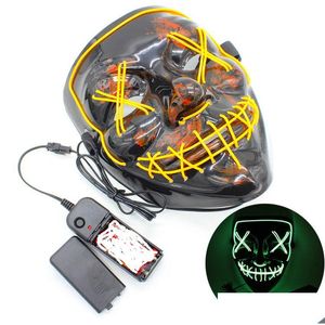 Máscaras de festa Led Light Mask Up Funny From Festival Cosplay Halloween Costume Three-Speed Flash Bar Dance 9 Styles Gift Drop Delivery Dhbw6