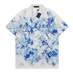 Camisas de praia masculinas de estampa floral de moda havaiana de luxo, camisa de boliche de seda masculina de verão, manga curta, camisa social solta, camisa havaiana, bermuda