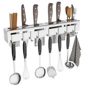 Dish Racks Kitchen Accessories Organizer Free Punching Rack Knife Holder Household Multi Functional Wall Mounted Storage Shelf 230628