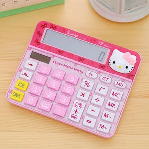 Calculadoras fofas de desenho animado rosa fornecimento de desktop solar 12digit calculadora de computador aritmética para meninas