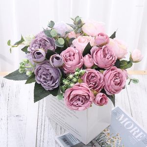 Dekorative Blumen, schöne künstliche Blume, Pfingstrose, Teerose, Herbst, Seide, gefälschte Hochzeit, Zuhause, Wohnzimmer, Tischdekoration, Kranzzubehör