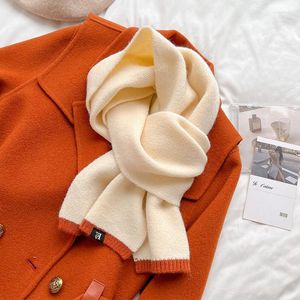 Szaliki solidne miękkie wełniane przędze dzianiny szalik kobiety moda sknniy prosta podróż zima ciepłe korea w stylu dekoltu faulard bufanda 2023
