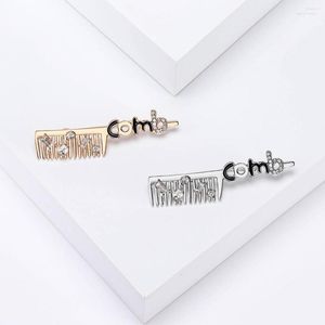 Brooches Rhinestone Comb For Women Unisex 2-color Brooch Pins Hairdresser Party Office Pin Gifts